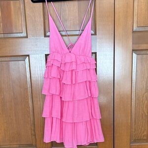 Pink Ruffled Sleeveless Dress
